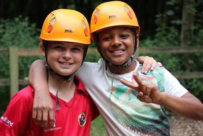 Climbing activity at summer camp in england