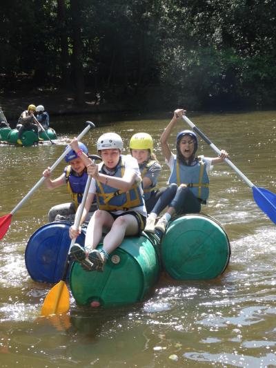Raft building at xuk summer camp