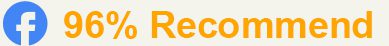 96% recommended on Facebook